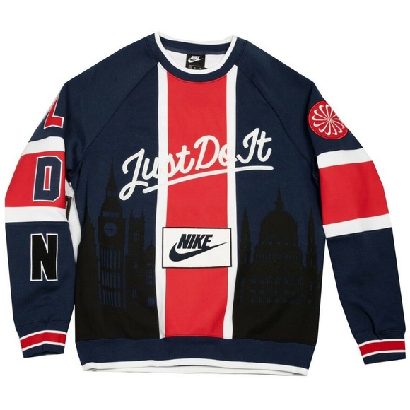 nike sweater blue red and white